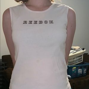 Vintage Reebok baby pink tank small stain